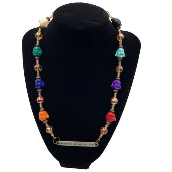 Embrace Imperfection Beaded Colorful Buddha Necklace - Picture 1 of 14